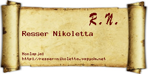 Resser Nikoletta névjegykártya